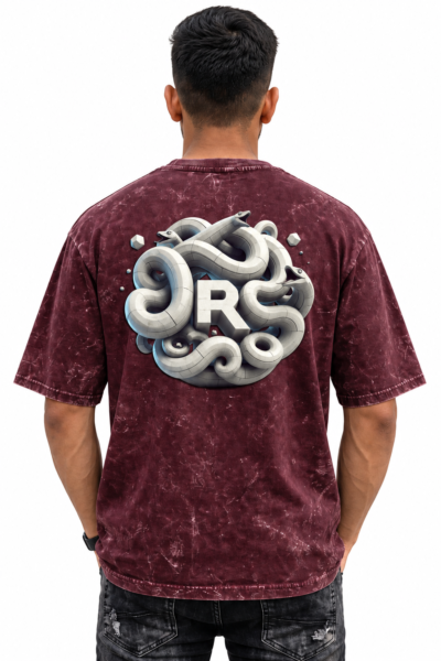 Maroon T Shirt with Sculpted Snake Graphic