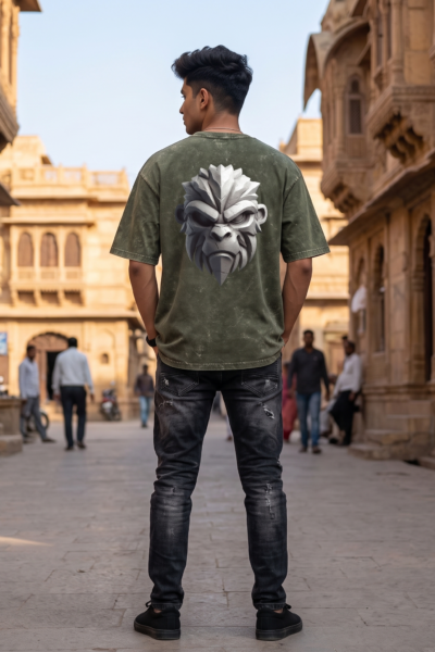 Monkey Man Acid Washed Oversized T-Shirt | Unisex Wear | Kalavaasi