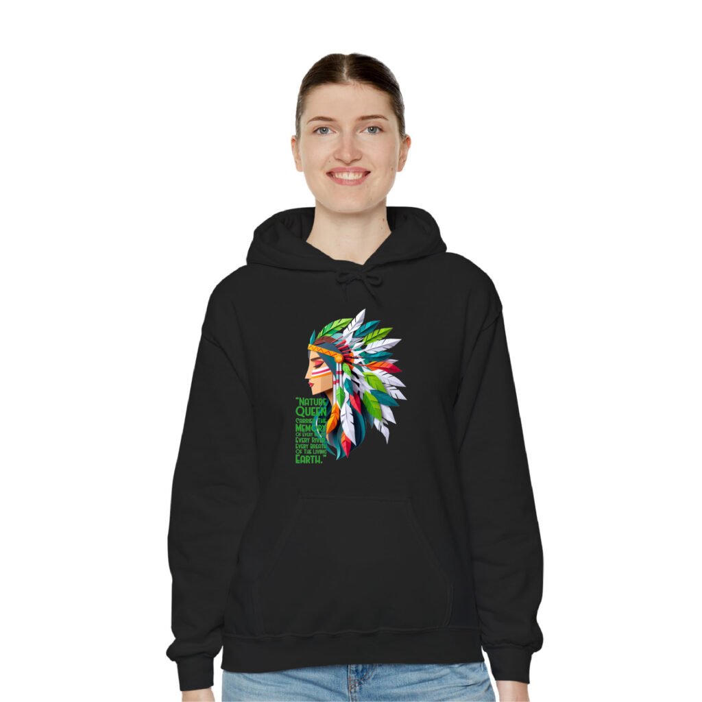 Nature Queen Black Unisex Hoodie UH24 FeMale 2 Front