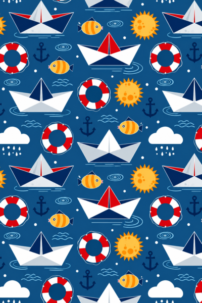 Nautical Cartoon Seamless Pattern