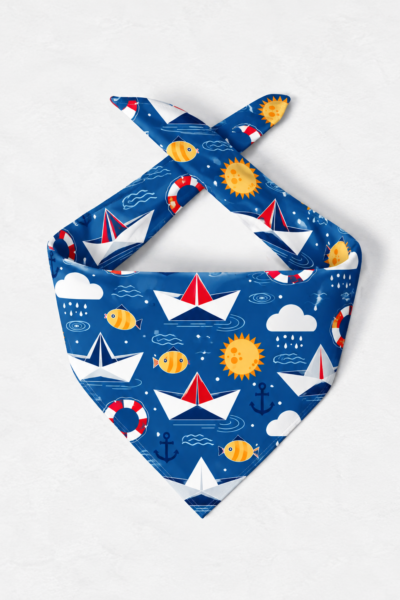 Nautical Cartoon Seamless Pattern Scarf – Premium Satin Printed Scarf | Kalavaasi