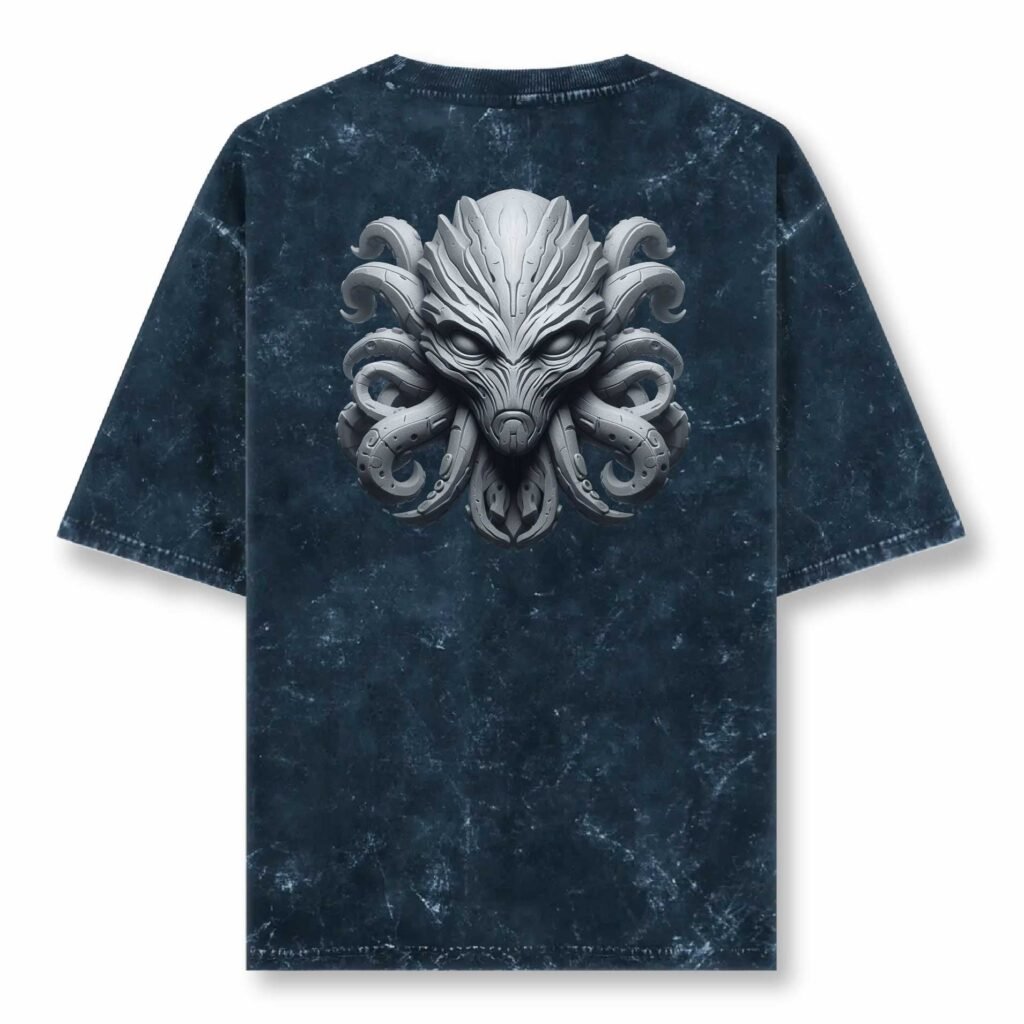 Navy Blue acid wash Uni Reg T Back 3