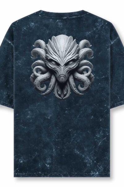 Navy Blue acid wash Uni Reg T Back 3