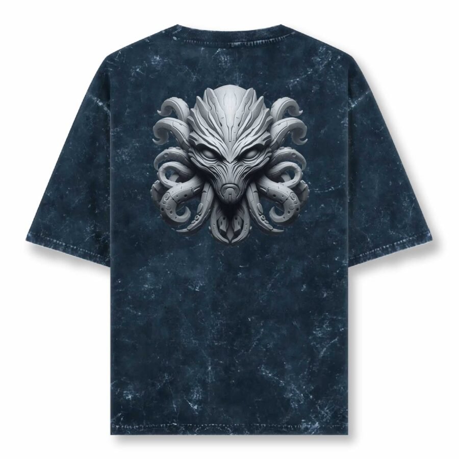 Navy Blue acid wash Uni Reg T Back 3