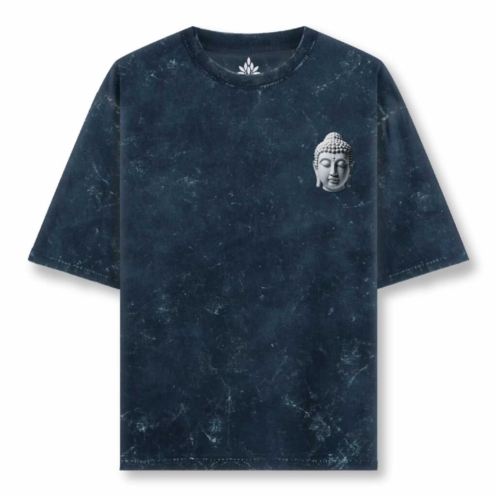 Navy Blue acid wash Uni Reg T Front 1