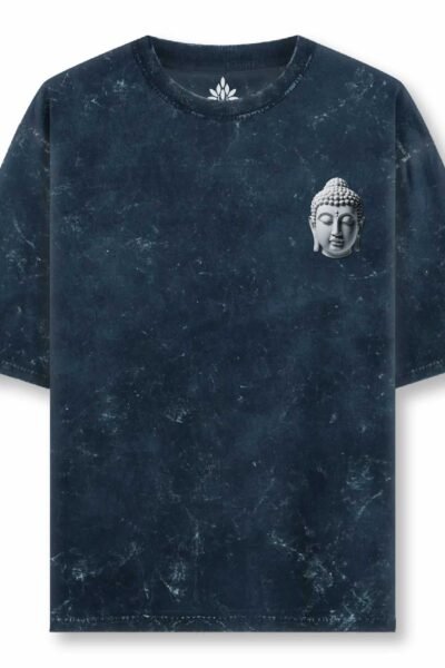 Navy Blue acid wash Uni Reg T Front 1