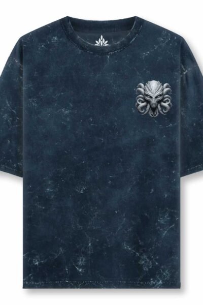 Navy Blue acid wash Uni Reg T Front 3