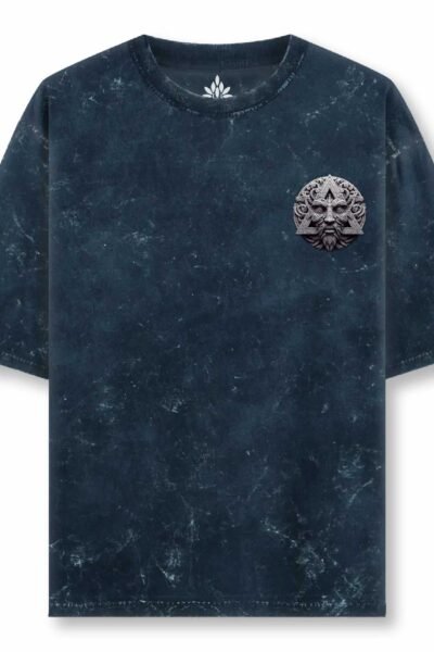 Navy Blue acid wash Uni Reg T Front 4
