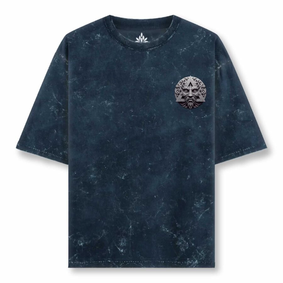 Navy Blue acid wash Uni Reg T Front 4