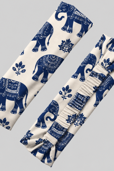 Navy Elephant Print Headbands