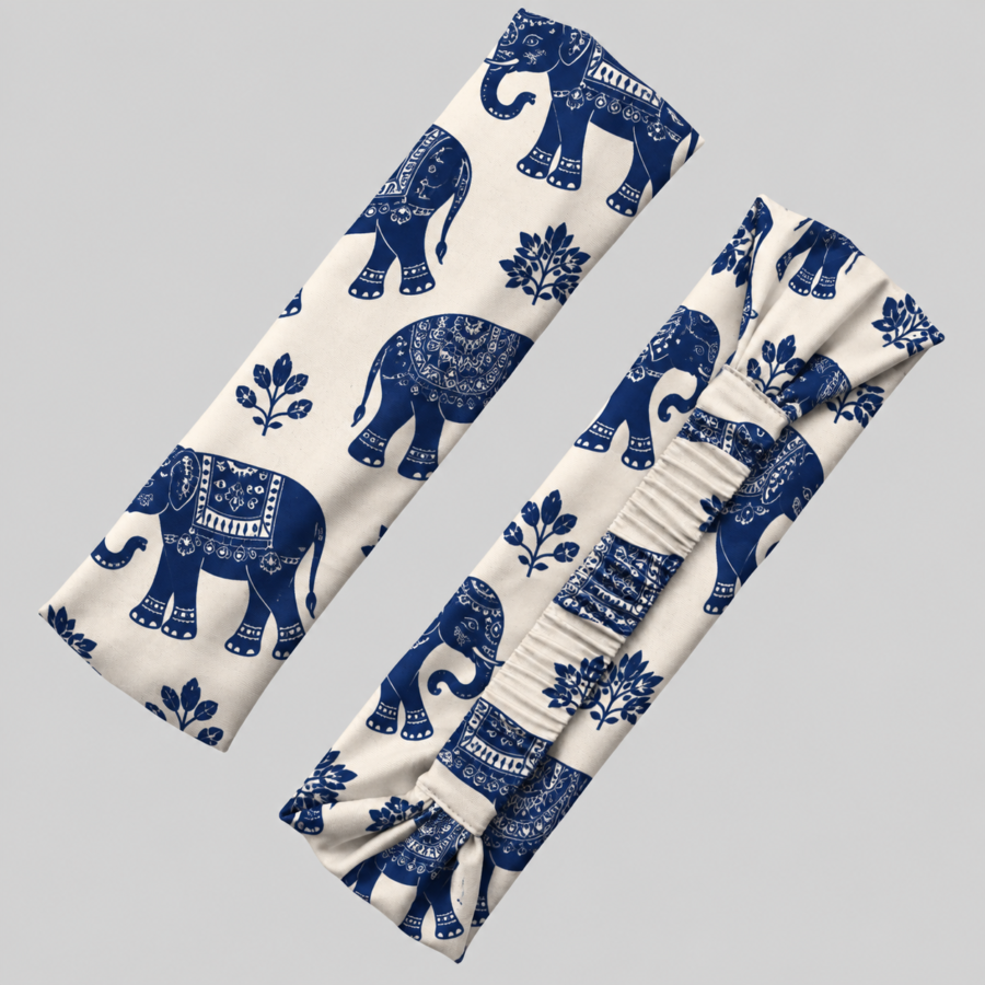 Indigo Elephant Print Headband– Stretchable Sports & Fashion Headband | Kalavaasi