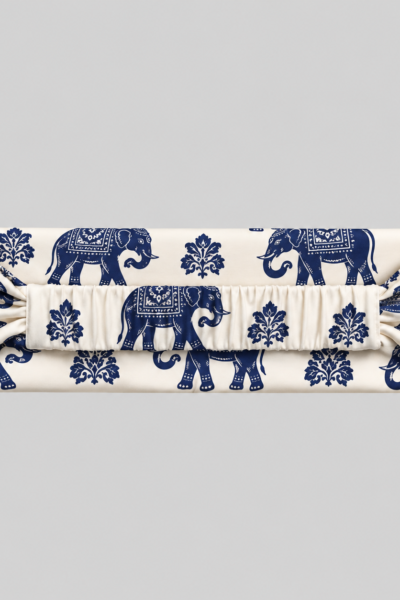 Navy Elephant Print Ruched Headband