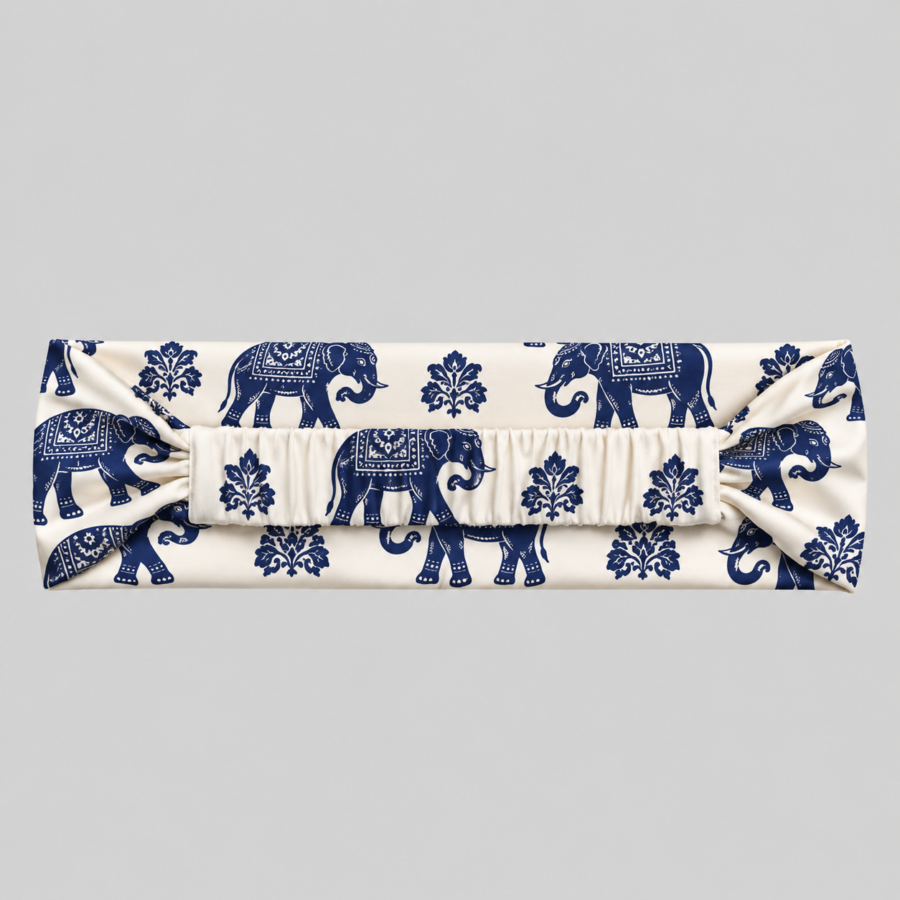 Indigo Elephant Print Headband– Stretchable Sports & Fashion Headband | Kalavaasi