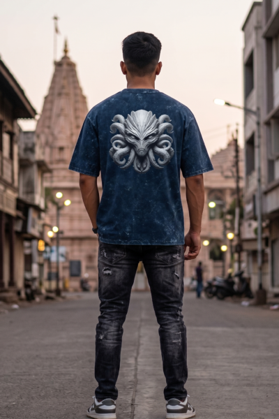 Octo Alien Acid Washed Oversized T-Shirt | Unisex Wear | Kalavaasi