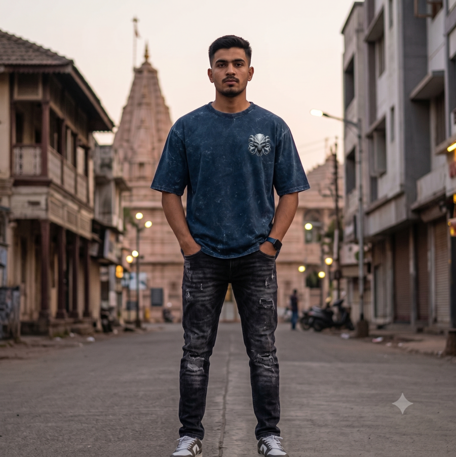 Octa Alien Acid Washed Tshirt Front