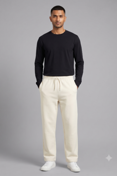 Off White 260 GSM Oversized Sweatpants | Unisex Baggy Streetwear Pants | Kalavaasi