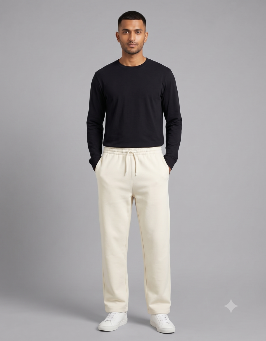 Off White 260 GSM Oversized Sweatpants | Unisex Baggy Streetwear Pants | Kalavaasi