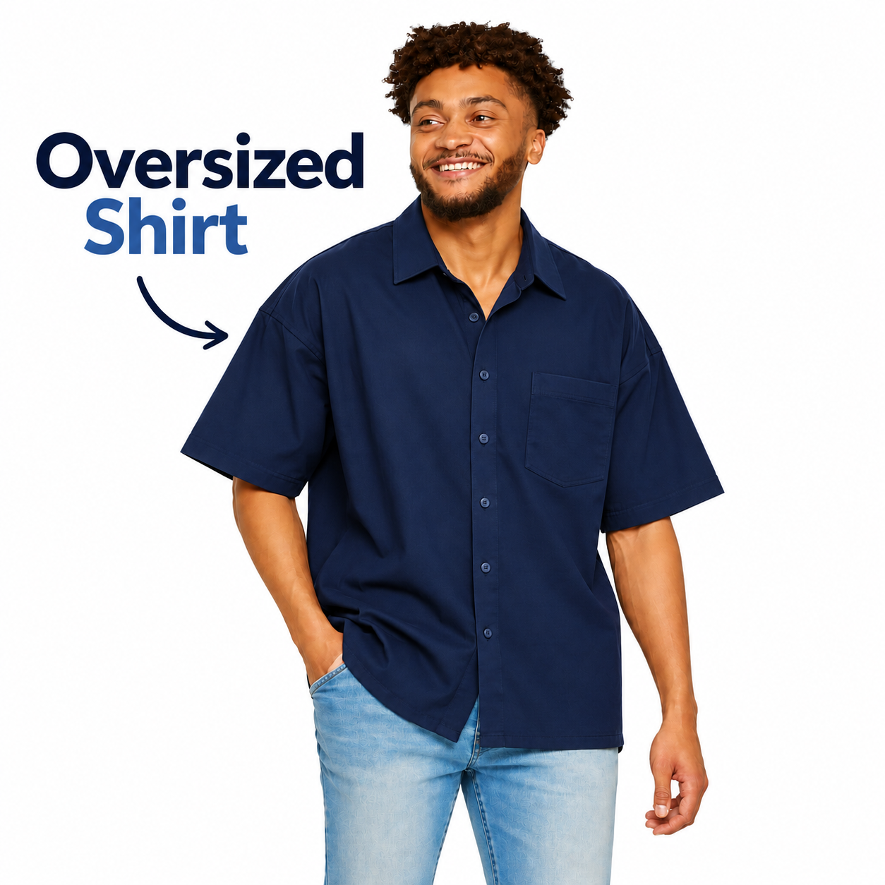 Oversized Navy Shirt Showcase