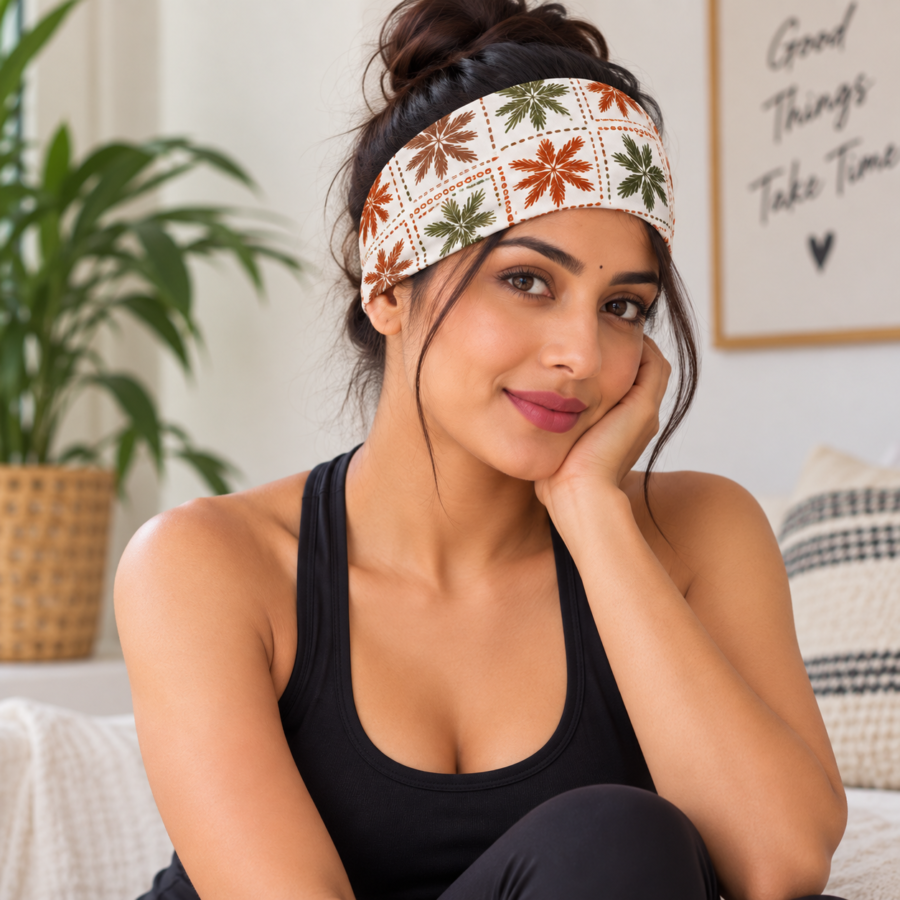 Tropical Patchwork Twist Headband – Stretchable Sports & Fashion Headband | Kalavaasi