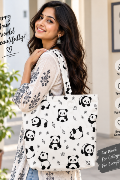Panda Pattern Large Tote Bag – UT20 Kalavaasi 2 1