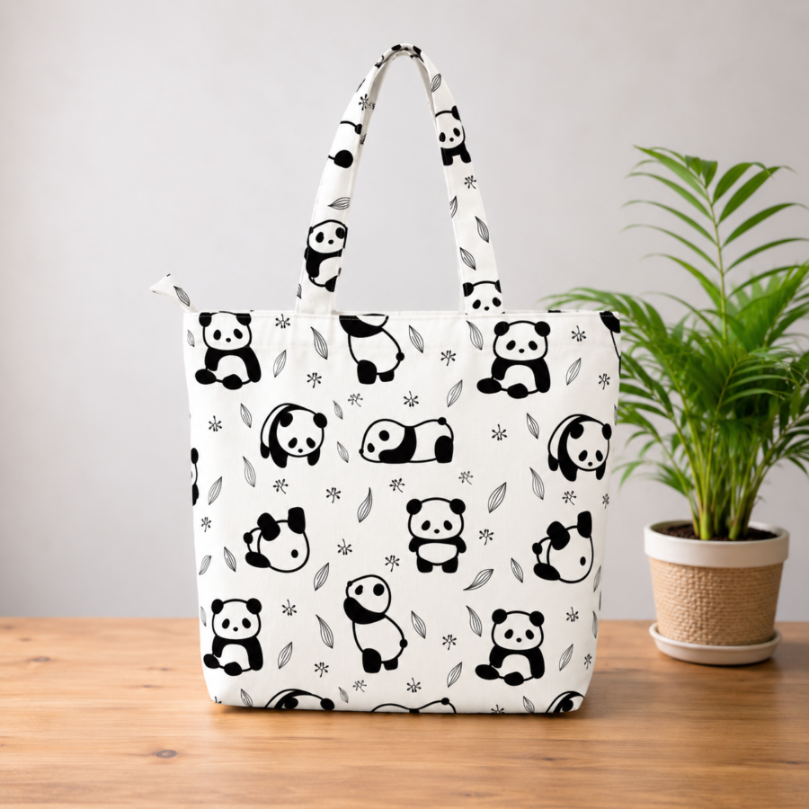 Panda Pattern Large Tote Bag – UT20 | Kalavaasi