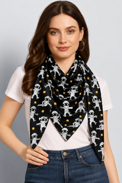 Patterned Mummy Scarf Studio Portrait