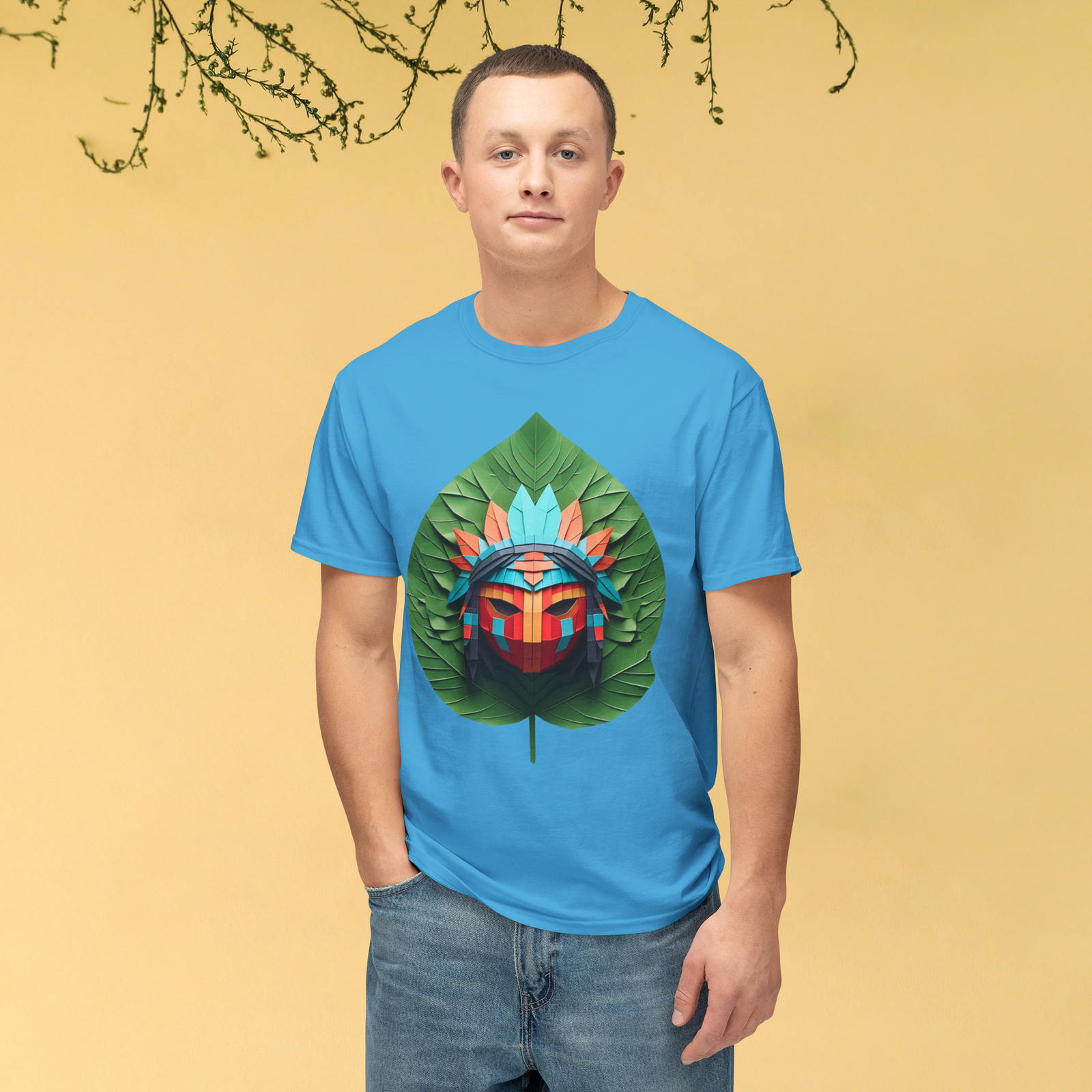 Tribal warrior Sheild Crew Neck Regular T-Shirt | 100% Cotton 180 GSM | Kalavaasi