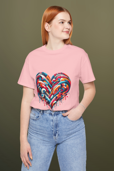 Blossom Heart Colour Crew Neck Regular T-Shirt | 100% Cotton 180 GSM | Kalavaasi