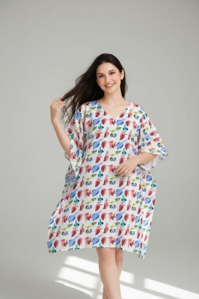 Bird Freedom Kaftan Dress – Satin Poly-Woven Women’s Kaftan | Kalavaasi