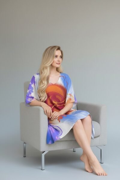 Blooming Girl  Kaftan Dress – Satin Poly-Woven Women’s Kaftan | Kalavaasi