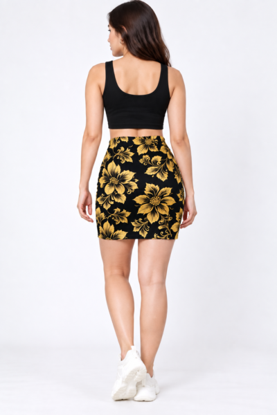 Rear View in Gold Floral and Black 1