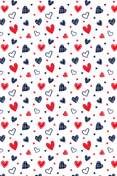 Red Navy and White Heart Doodle Pattern1
