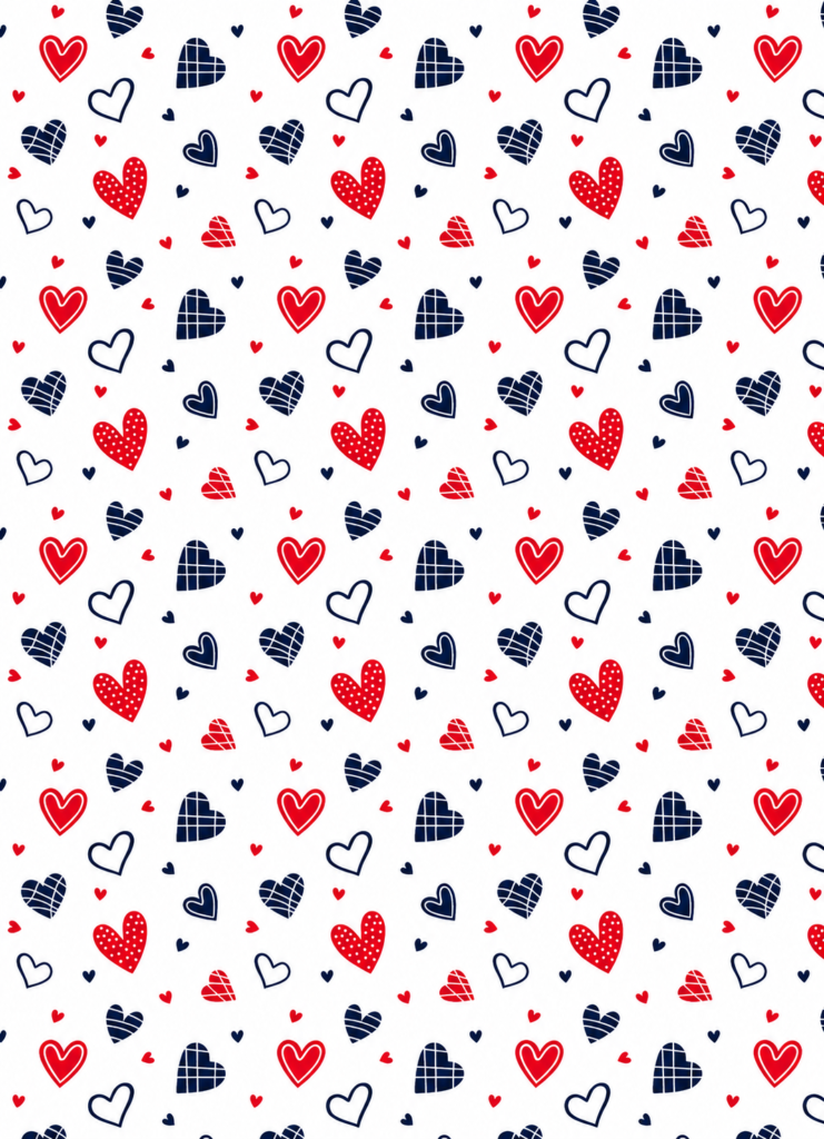 Red Navy and White Heart Doodle Pattern1
