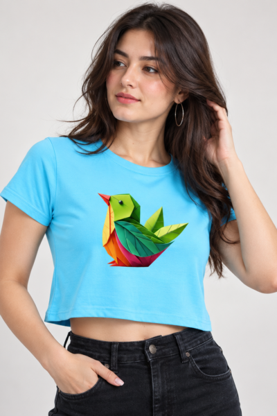 Sky Blue Origami Bird Graphic Tee