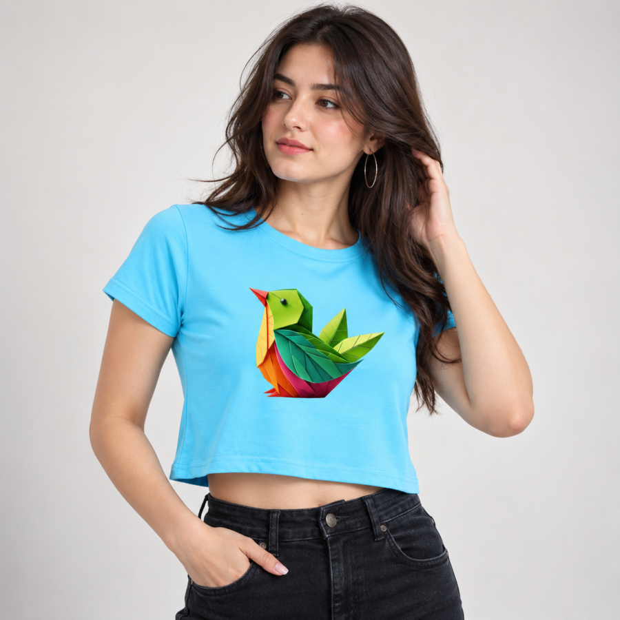 Sky Blue Origami Bird Graphic Tee