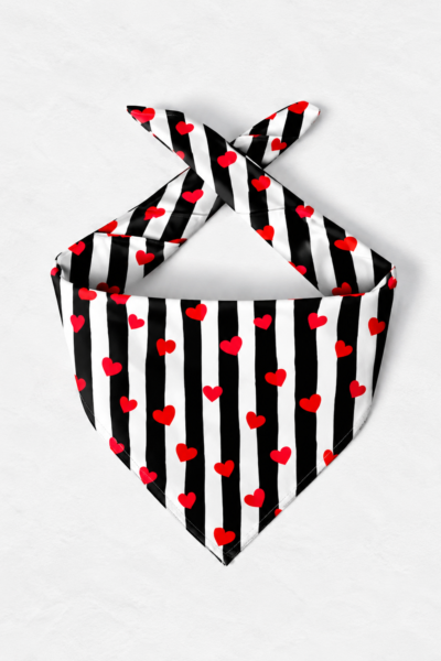 Red Hearts on Wavy Scarf – Premium Satin Printed Scarf | Kalavaasi