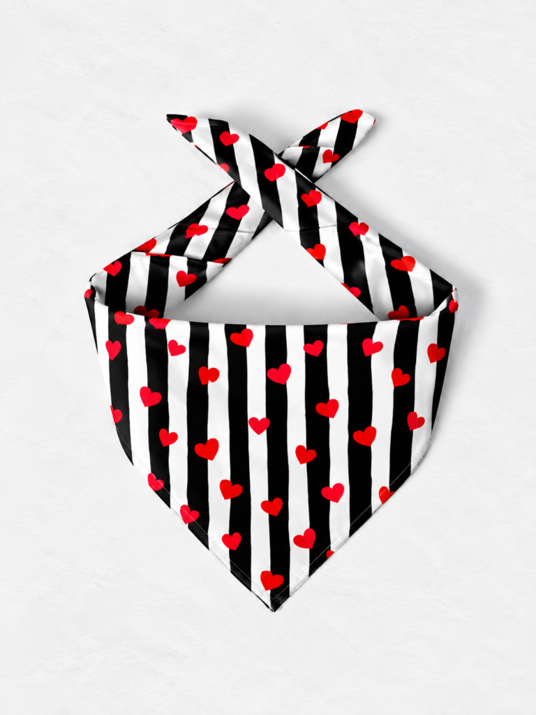 Striped Bandana with Red Hearts