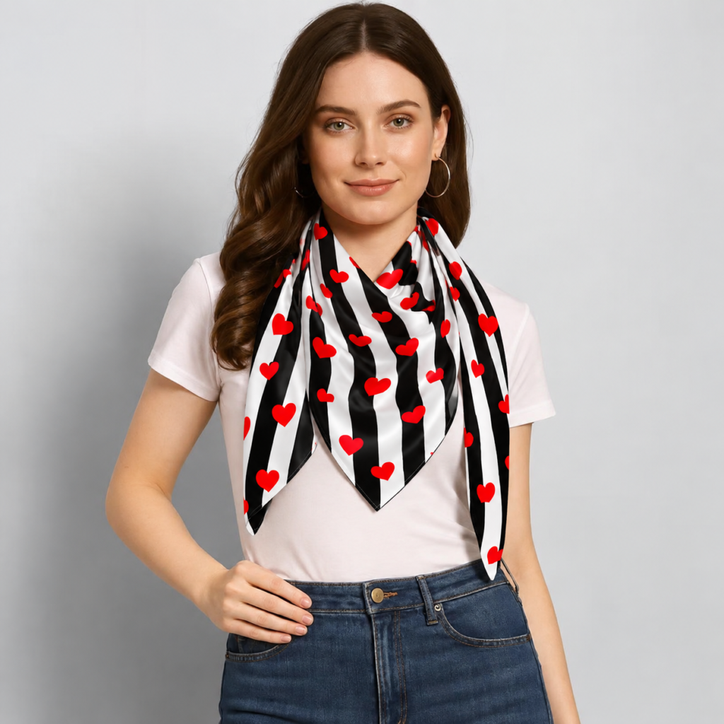 Striped Heart Scarf Fashion Portrait