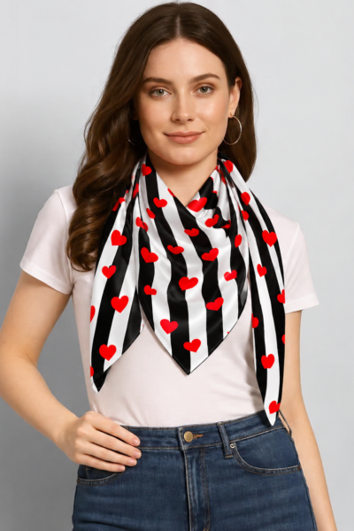 Striped Heart Scarf Fashion Portrait