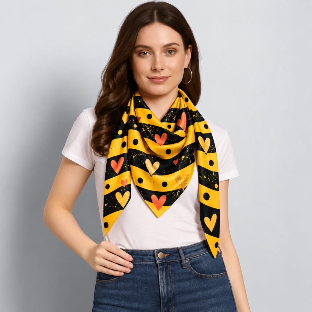 Striped Heart Scarf Studio Portrait