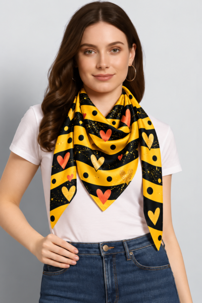 Striped Heart Scarf Studio Portrait