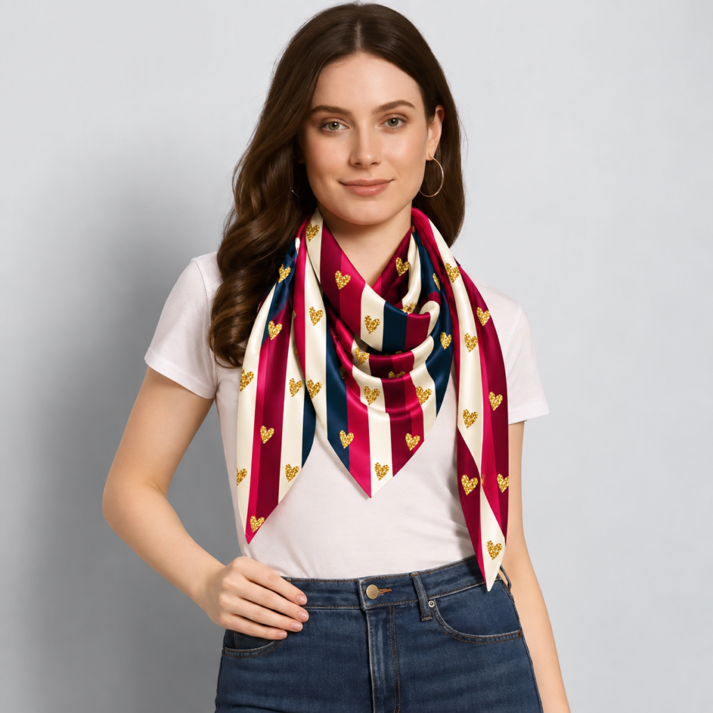 Striped Silk Scarf Fashion Portrait