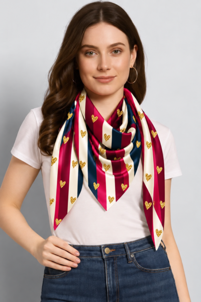 Striped Silk Scarf Fashion Portrait