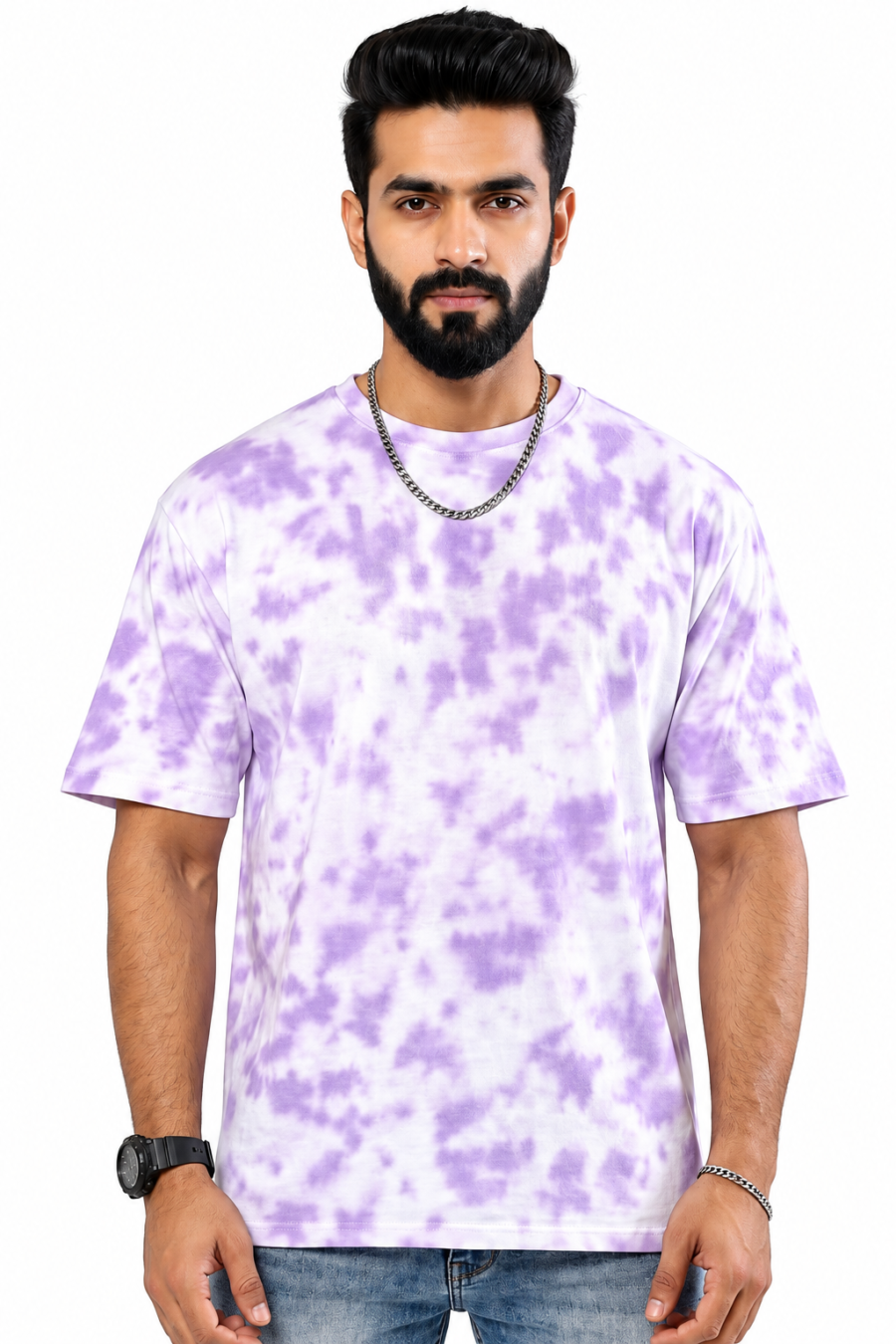 Studio Portrait of Bearded Man in Tie Dye Tee 1