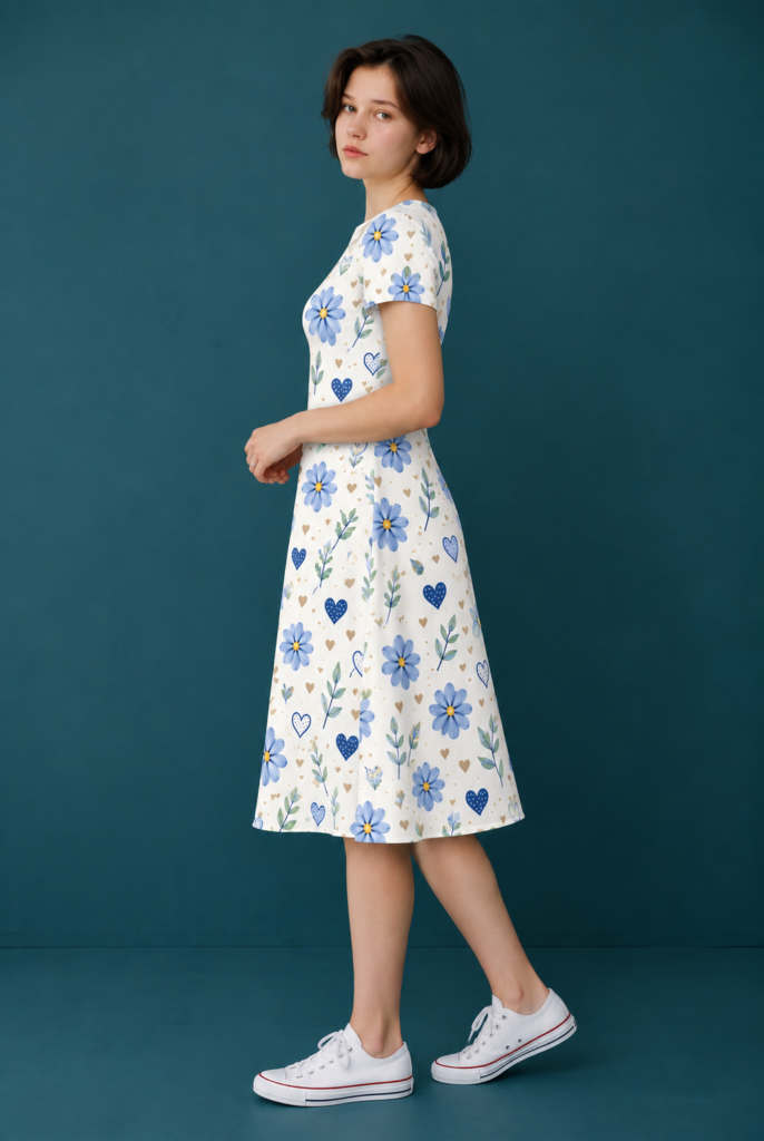 Teal Studio Floral Dress Portrait 1