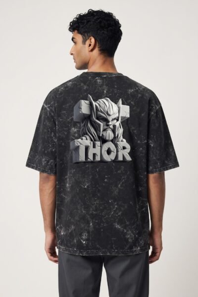 Thor 3D Acid Washed Oversized T-Shirt | Unisex Wear | Kalavaasi