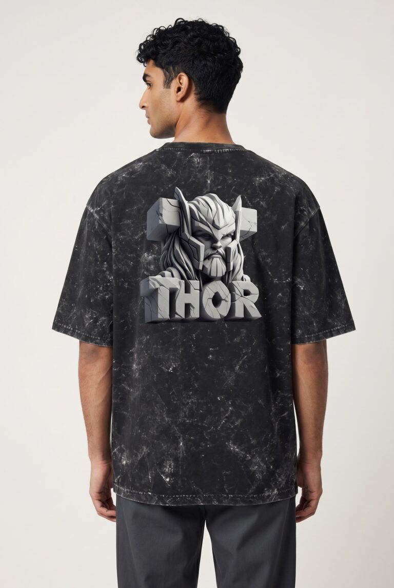Thor 3D Acid Washed Oversized T-Shirt | Unisex Wear | Kalavaasi