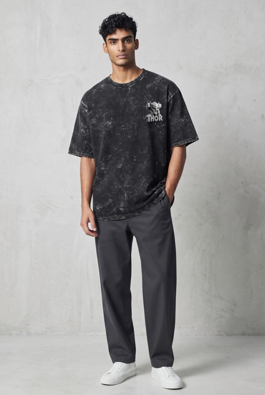 Thor 3D Acid Washed Oversized T-Shirt | Unisex Wear | Kalavaasi