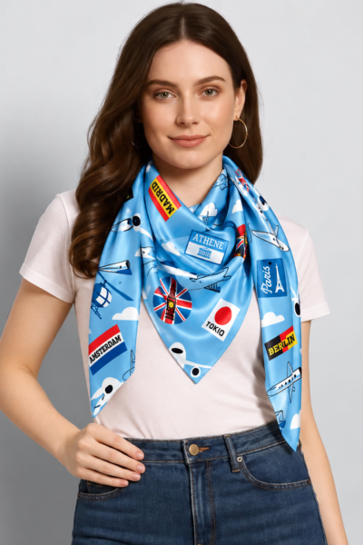 Travel Inspired Blue Airplane Scarf 1