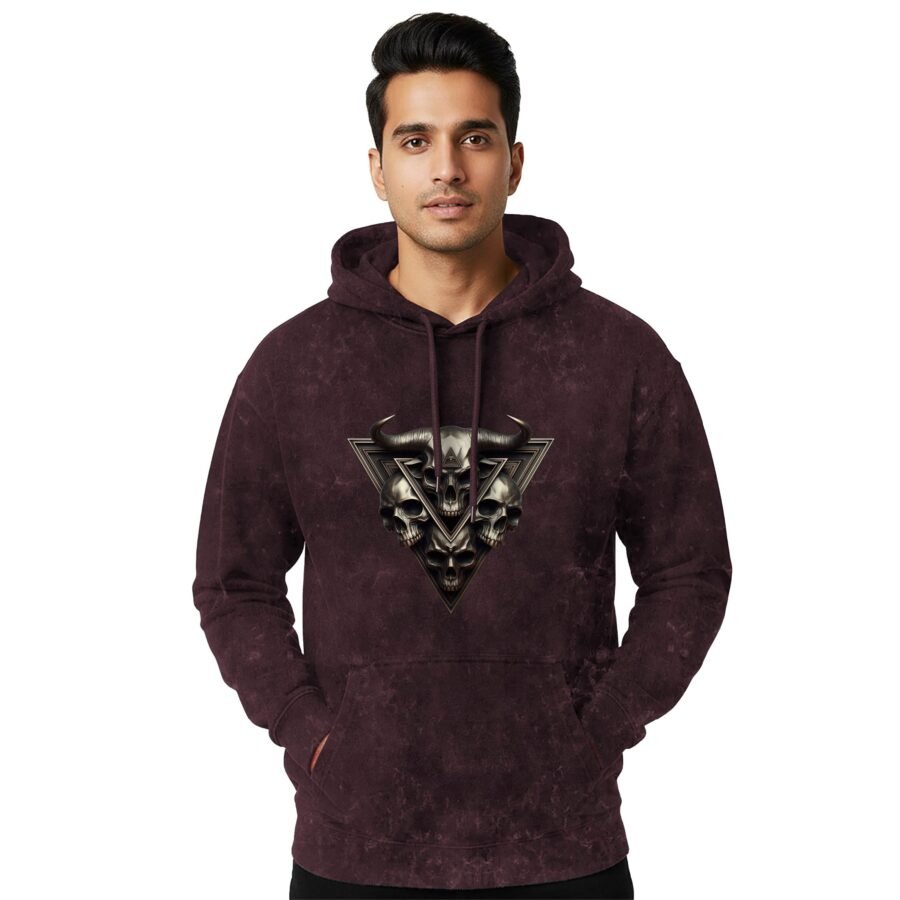 Tribull Acid Wash Hoodie | 300 GSM Premium Cotton Unisex Streetwear | Kalavaasi